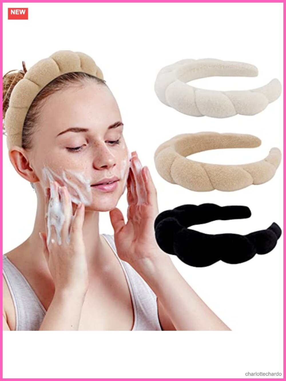 3 Pack Spa Headbands Terry Cloth Makeup Face Wash Headbands